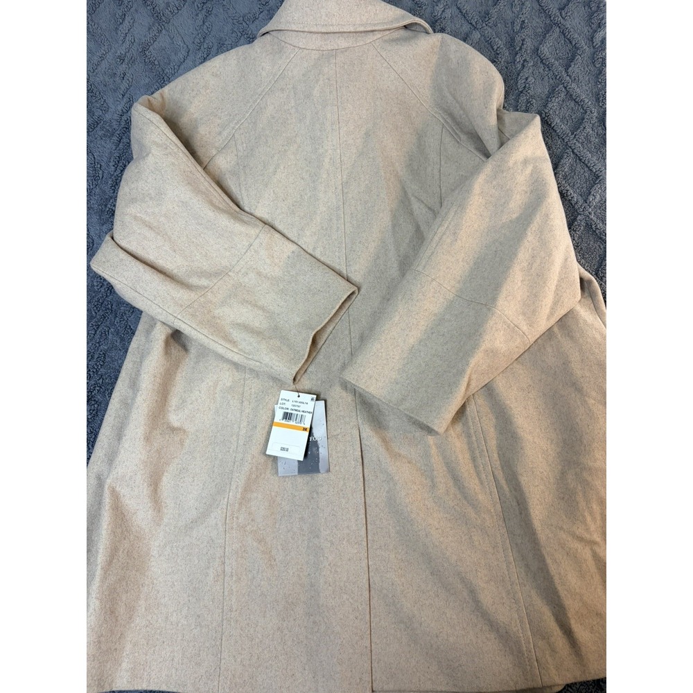 NWT London Fog Oatmeal Long Womens 3XL Wool Blend Jacket Plaid Scarf $250 MSRP